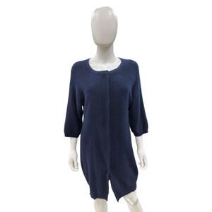 Minnie Rose Long Cardigan Women’s SZ Large Made of Racoon, Rabbit, Wool in Navy